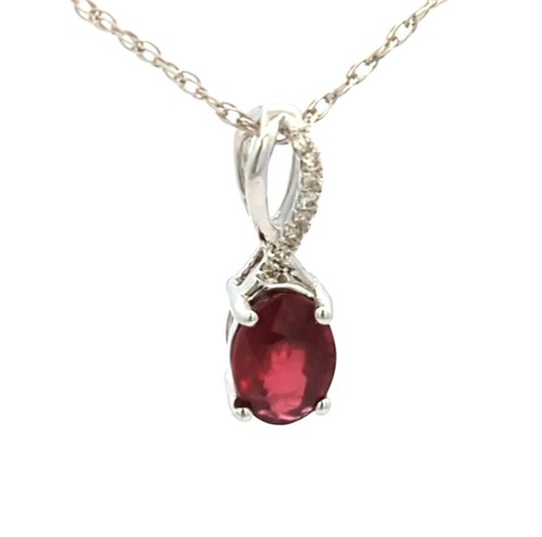 Video .99CT 14K White Gold Natural Ruby Diamond Halo Engagement Necklace Retro - Picture 2 of 7
