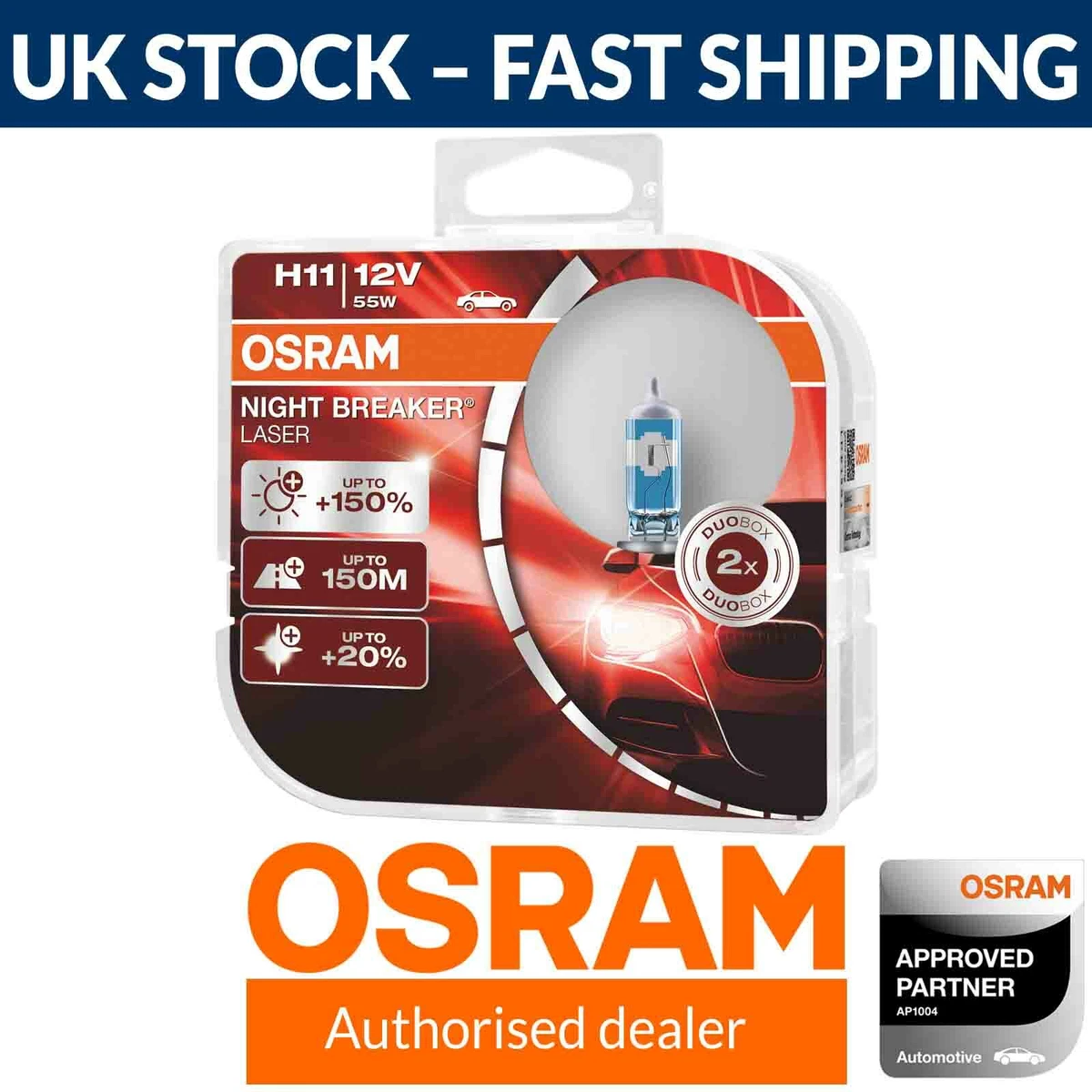 OSRAM Night Breaker Laser +150% H11 Car Headlight Bulbs (Twin Pack)