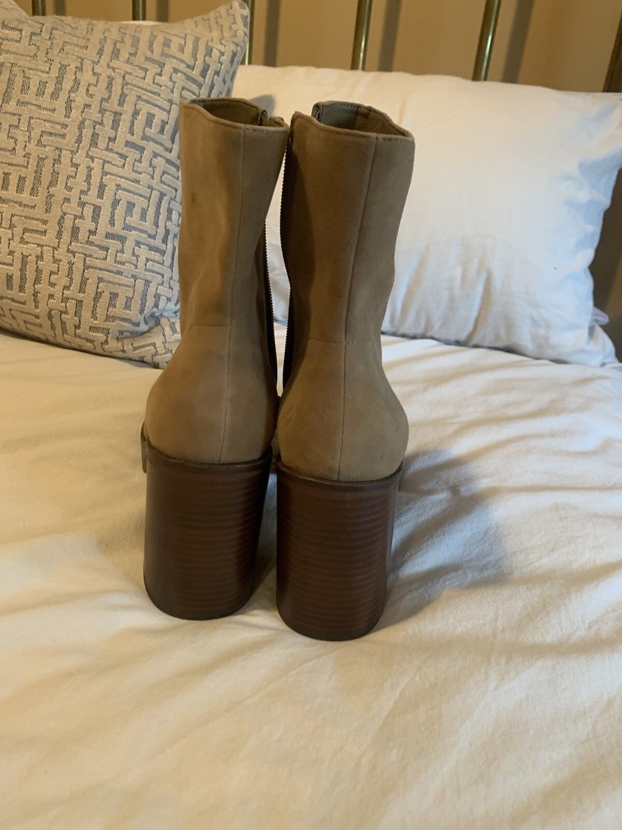 Vince Camuto Kentsa Block Boots Tan Suede Leather Platform women