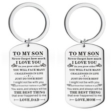 To My Son Love Best Key Chain Cute Stainless Steel Keyring Keyfob Xmas Gift