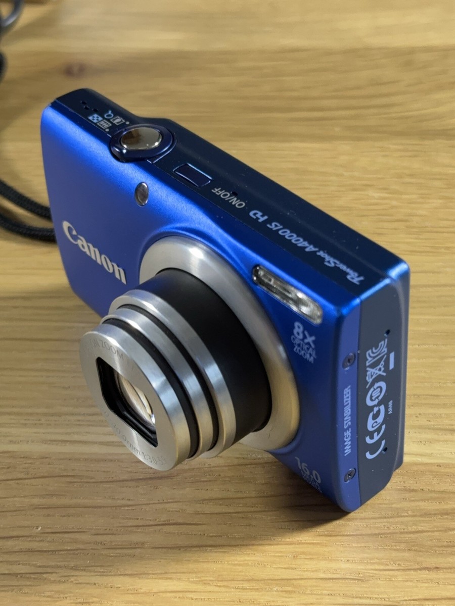 Canon PowerShot A4000 IS 16MP 4x Digital Zoom Blue 95% NEW English