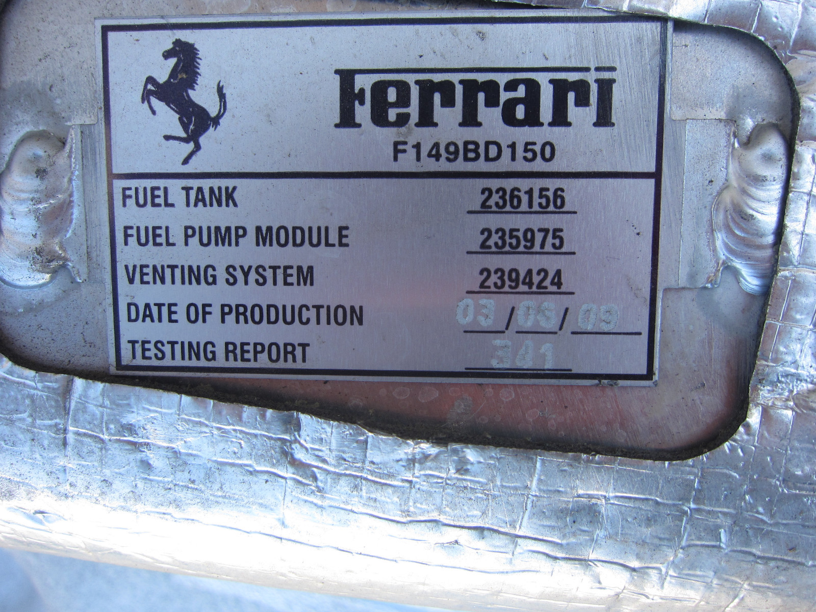 Ferrari California - Fuel Tank - P/N 236157