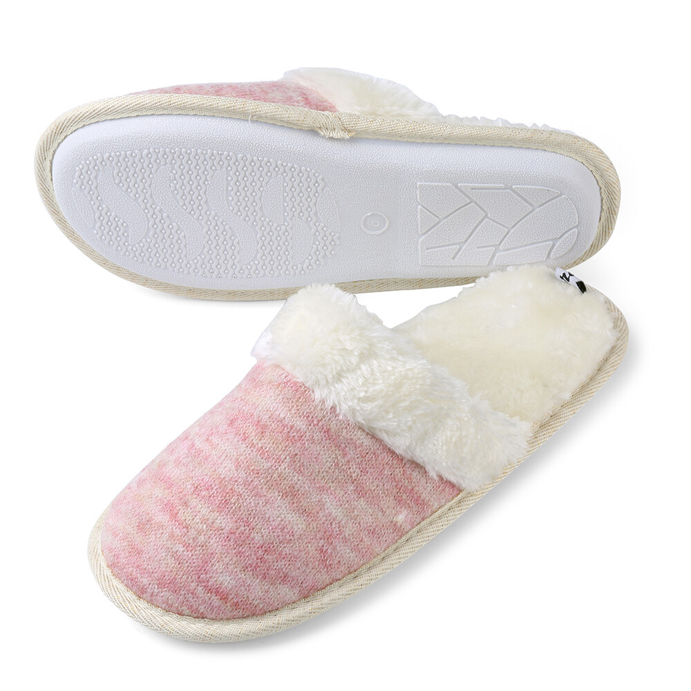 SAOLA Pantofole slip on da donna rosa peluche morbide e calde lavorate a maglia twill suola morbida scarpe da interno