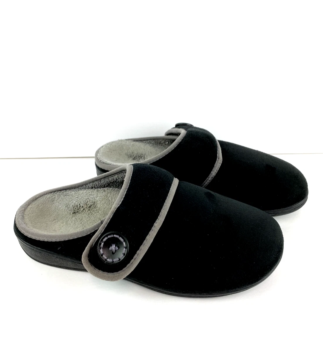 Vionic Women s Laura Slippers Black Gray Orthaheel Technology Size