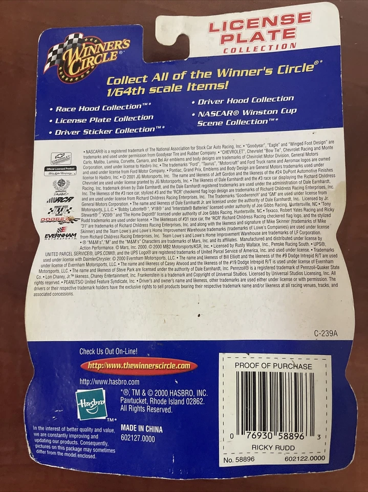 Ricky Rudd #28 Havoline 2001 placa de licencia Winners Circle 1/64 NASCAR coche de carreras Foto 2 de 2