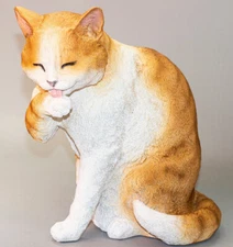 Orange Cat Garden Statue Pet Memorial Figure Grave Decor Unique Remembrance Gift