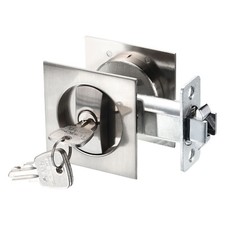 Pocket Door Lock with Keys Invisible Recessed Handle Latch Square Entry