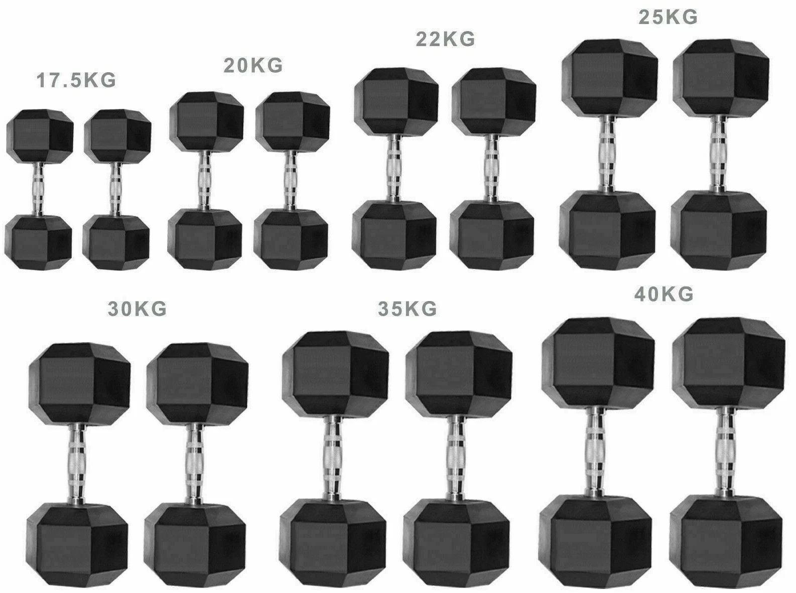 Dumbbells Rubber Encased Weights Sets, Hexagonal Dumbbell Gym Pairs Hex D.I.L