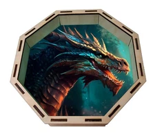 Octagon Dice Tray, Fantasy Dragon Rolling Tray for D&D Tabletop Board Games Gift