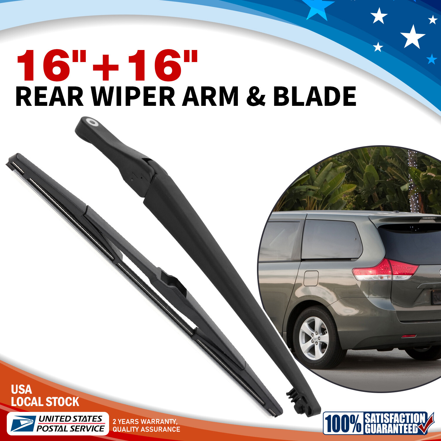 High-Quality 16+16 Inch Rear Wiper Arm & Blade Set for Windshield