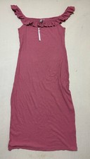 Asos Bardot Boho Off Shoulder Summer Bodycon Fitted Stretch Ribbed Frill Dress 6