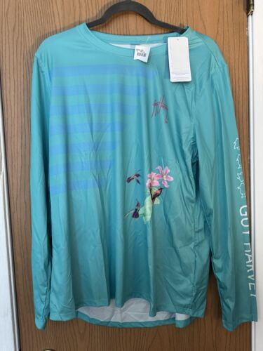NWT-Women’s Guy Harvey Long sleeve Turquoise with Birds Sunshirt—Size XL