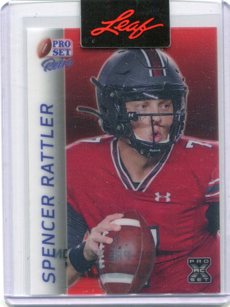 2024 Leaf Pro Set Metal Football Retro Clear Proof Spencer Rattler Rookie 1/1