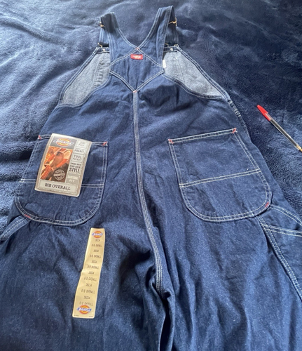 DICKIES Men's Bib Overalls - Size 38x34 - Traditional Fit Blue Denim NEW - Picture 11 of 11