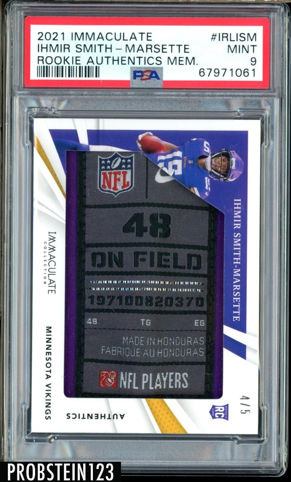 Ihmir Smith-Marsette Panini Immaculate Collection Rookie Authentics Memorabilia #IRLISM Base