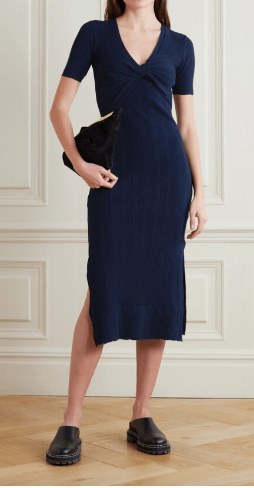 frame long rib dress FRAME Denim Mixed Rib Cutout Tank Dress - Flamingo