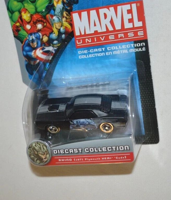 2011 MAISTO MARVEL UNIVERSE - RHINO ( 1971 PLYMOUTH HEMI CUDA ) BLACK - Изображение 4 из 4