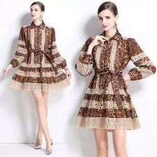 Vestido Corto Boho Chic De Raso Suave Beige Animal Print GIPSY 35645