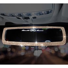 Bling Rhinestone Car Rear View Mirror with Crystal Diamonds Bling Car Champagne