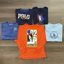Polo Ralph Lauren Crew Neck T Shirt Boys L 14-16 Lot Stadium 1992 Pocket Graphic