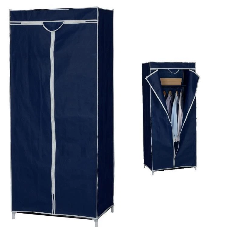 Scatole Portaoggetti ANMINY Con Coperchio - 4 Pezzi, Lino Lavabile, Manici In Pelle PU, Impilabili, Per Armadio, Bianco/Blu Scuro, 2 Misure