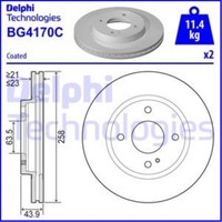 Delphi 2X Bremsscheibe Vorne Ø258 Mm BelüFtet FüR Ford Fiesta Vi Ka+ Uk Fk 1.2