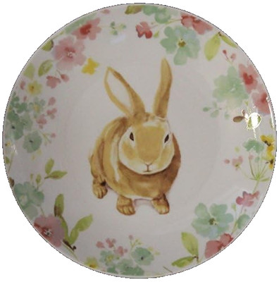 222 Fifth Spring  Bunny Rabbit Flowers Dessert or Appitizer Plates Set of 4