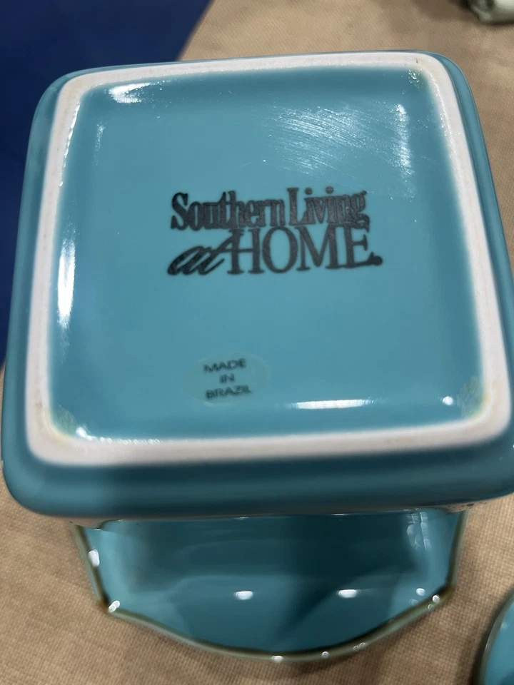 Jarrón de cerámica Southern Living At Home azul toscano agua turquesa 9" Foto 4 de 4