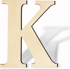 17 Inch Unfinished Wood Letter for Wall Decor, Paintable Thick Wooden Alphabet f