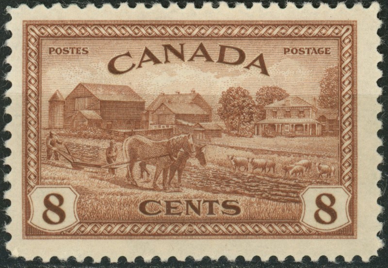 Canada 1946 #268 8c red brown, Eastern farm scene, MNH
