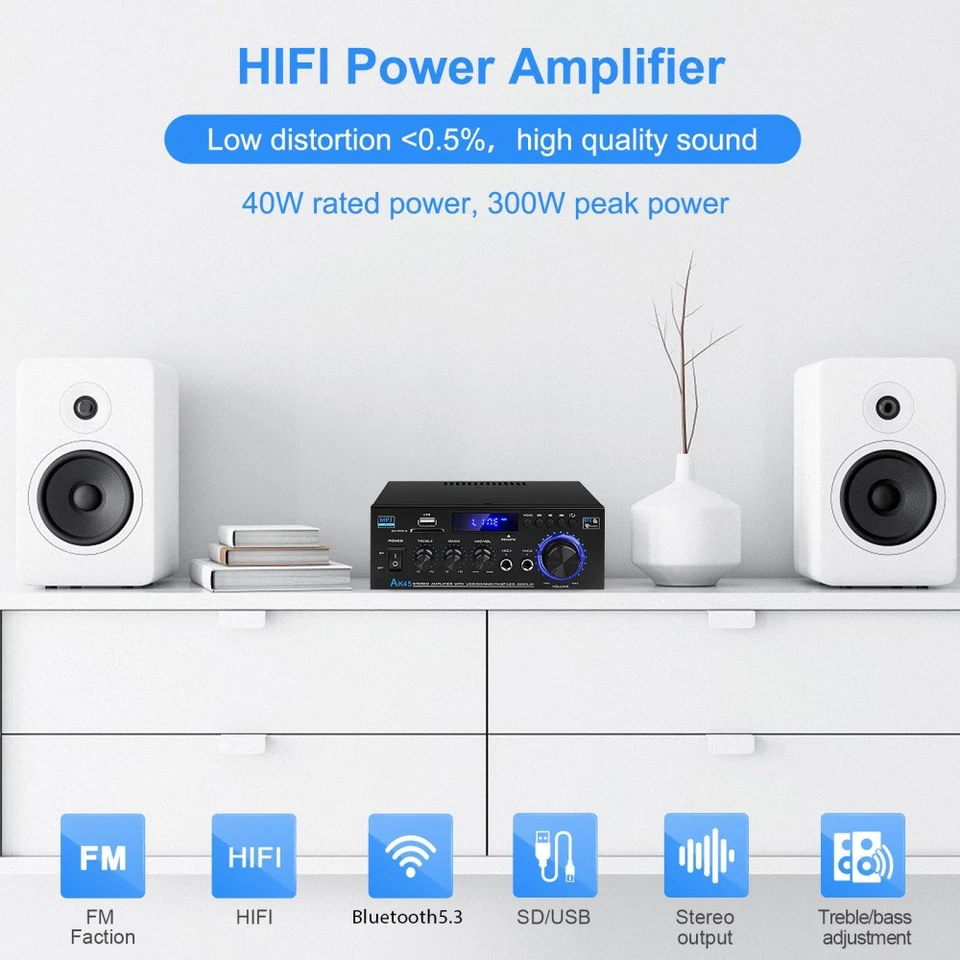 Stereo Amplifier 1000W Verstärker HIFI Digital Bluetooth FM USB Vollverstärker - Bild 4 von 4