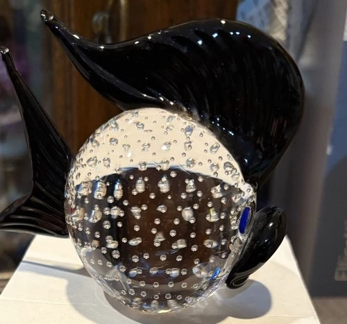 Vintage Arte Murano ICET Hand Blown Art Glass Puffer Fish Figurine Paperweight