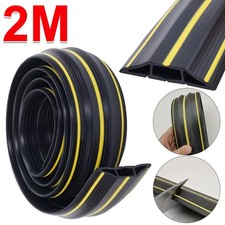 2M Heavy Duty Rubber Floor Cable Cover Protectors - Wire Lead Trip Bumper Black