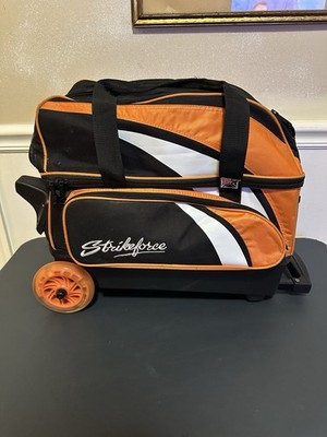 KR Strikeforce Orange White  Black 2 Double Ball Roller Zip Rolling Bowling Bag