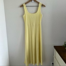 ASOS Designs Ribbed Yellow Dress Feminine Midi Slit US 06