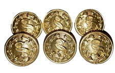 6 S Sheriff / Service gold tone metal wreath Waterbury Uniform Button size  7/8"