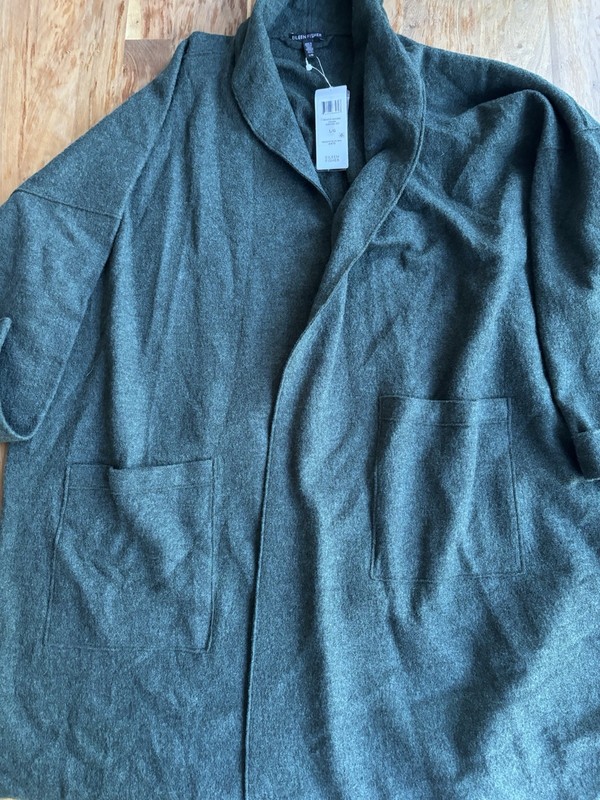 NWT Eileen Fisher, Large L Boiled Wool Lightweight, Kimono Jacket Green