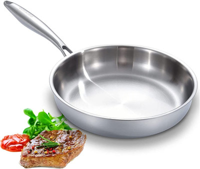 Full Clad Tri-Ply Stainless Steel Frying Pan 10 inch, All Stove Compatible Up to