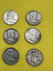 SIX (6) 90% Silver Franklin Half Dollars – $3 Face Value 👣 Junk Constitutional
