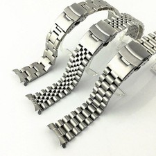 Stainless Steel 18 19 20 21 22 23-30 mm Metal Strap Watch Band Curved Ends
