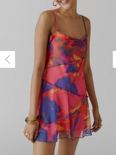 Urban Outfitters Moxie Mesh Mini Slip Dress Vibrant Multicolor Abstract Party