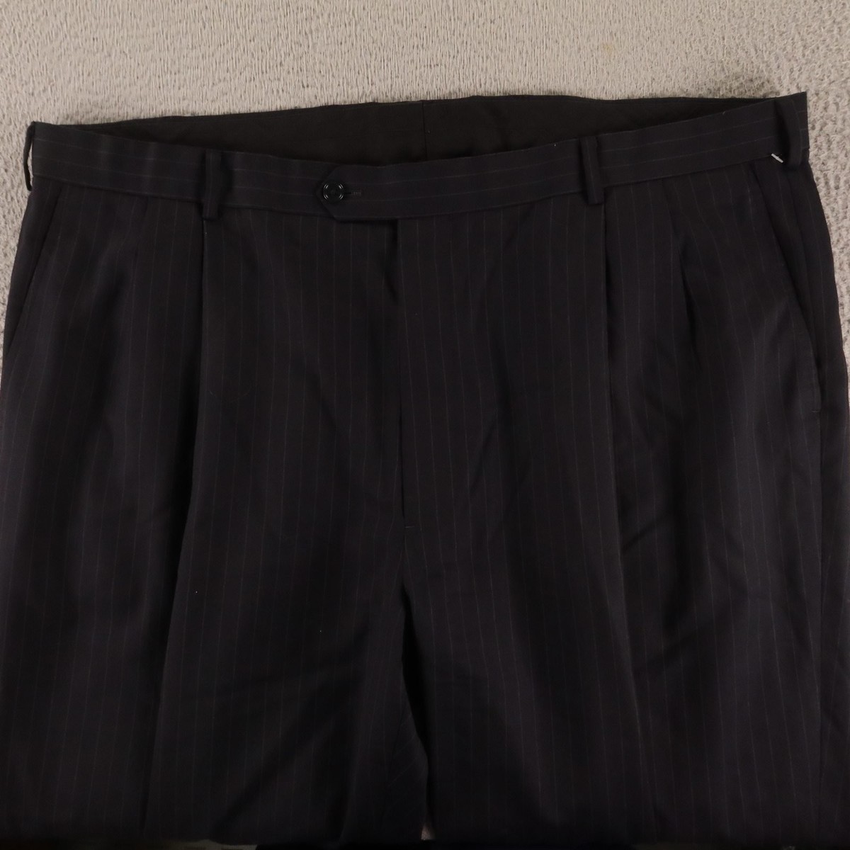 VTG Brooks Brothers Pants Mens 44x28 Blue Pinstripe Wool Navy Blue
