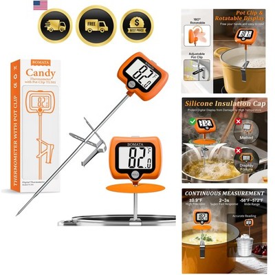 Candy Thermometer Digital Food Safe Stainless Steel Deep Fry Oil Probe