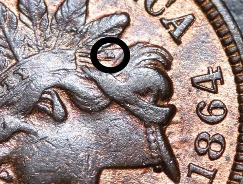 1864L INDIAN HEAD CENT -With FULL LIBERTY - XF EF Details