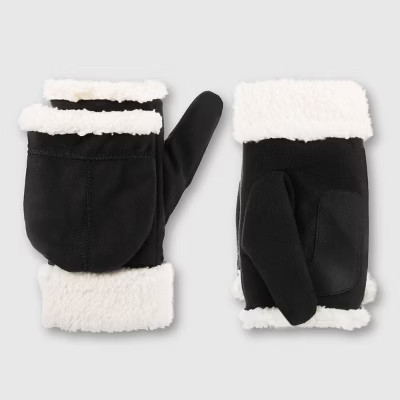 Isotoner Microsuede Flip Top Mittens - Black SM 4090₽
