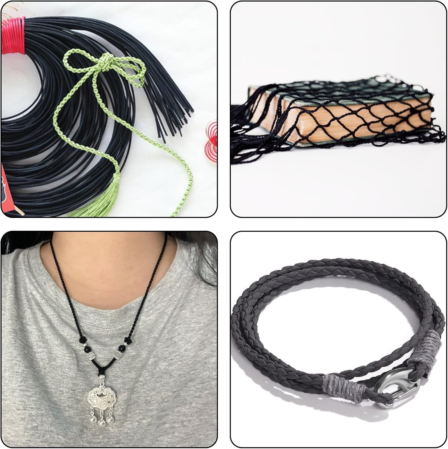 Nylon Satin Cord Thread Black 3mm 55 Yards for Macrame Bracelet String Craft