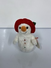 TY JINGLE BEANIES CHILLIN SNOWMAN Soft Plush Toy With Tag CHRISTMAS DECORATION