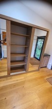 3 Door Mirrored Sliding Wardrobe Oak Finish - Excellent condition BARGAIN PRICE