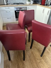 M&S Red Leather Dining Chairs Set of 4