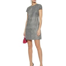 Alice + Olivia Women's Coley Paneled Prince of Wales Dress Gray Size 4